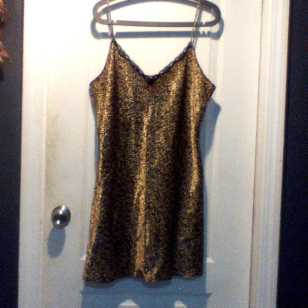 Two piece leopard lingerie with slip and jacket size medium